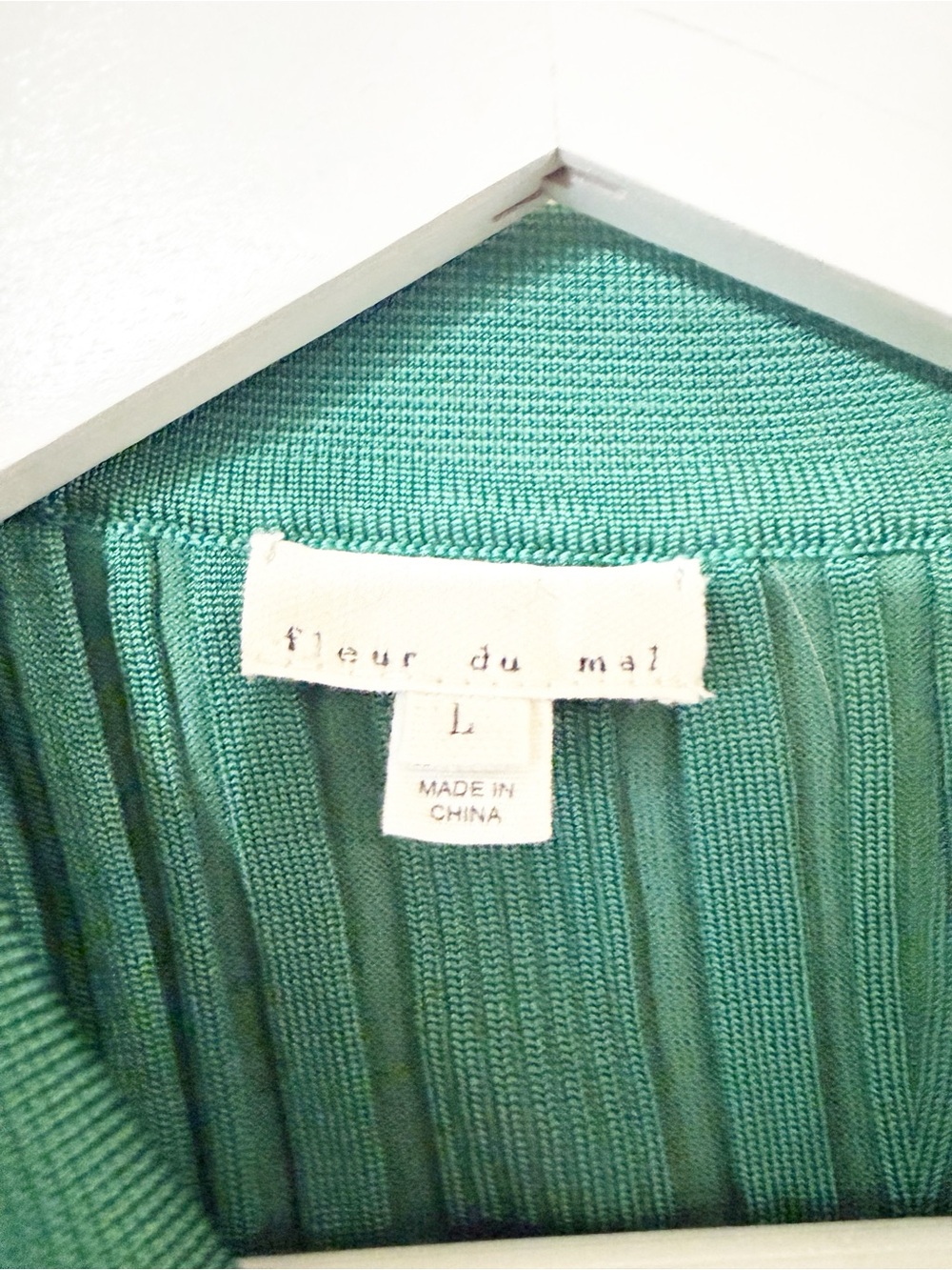 Fleur du Mal Ribbed Collar Button Neck Polo Bodysuit Lucky Green Size Large - Picture 7 of 8